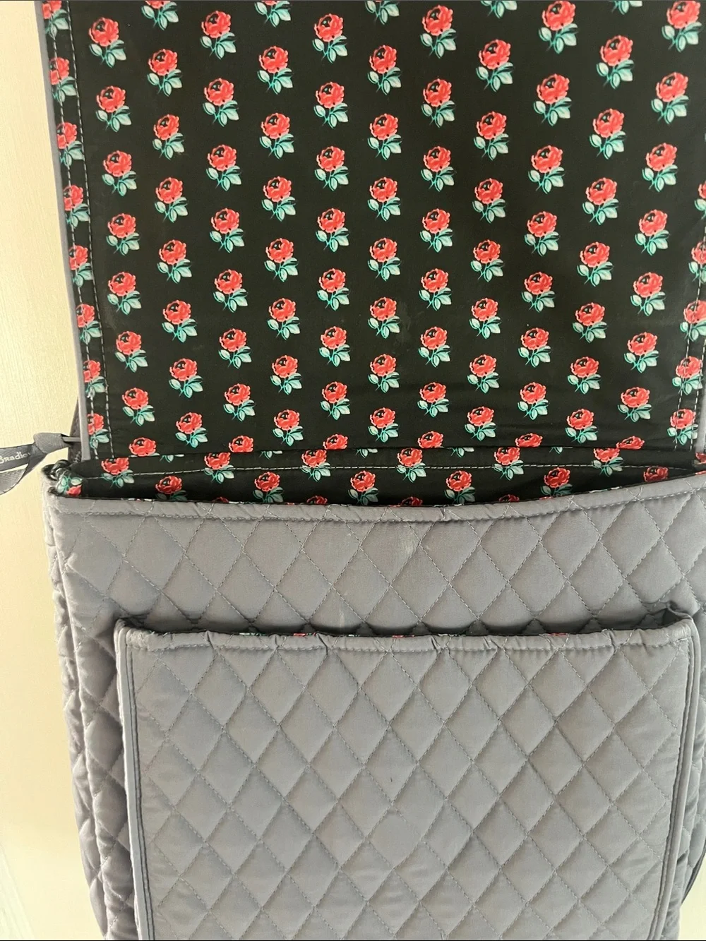 Vera Bradley Quilted Slate Gray Messenger Bag